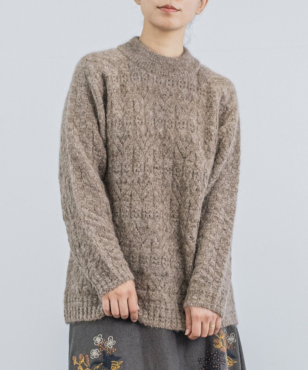 muuc 〈ふっくら柔らか高品質 キッドモヘア×アルパカ×ウール〉〈2サイズ展開〉模様編みプルオーバー 