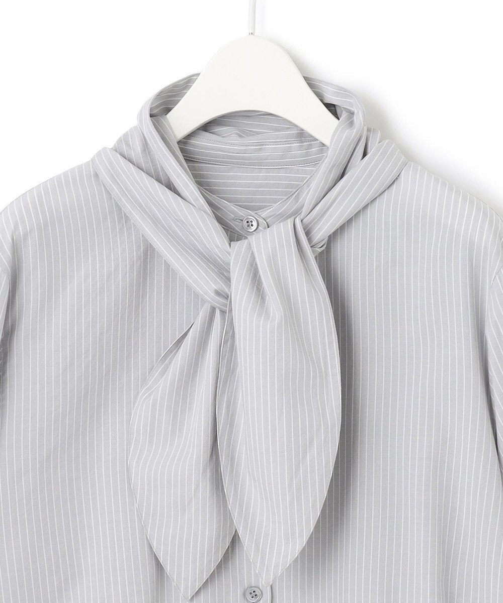 ICB 【洗える】CRySiタイプライター ボウタイ付きバンドカラーシャツ 