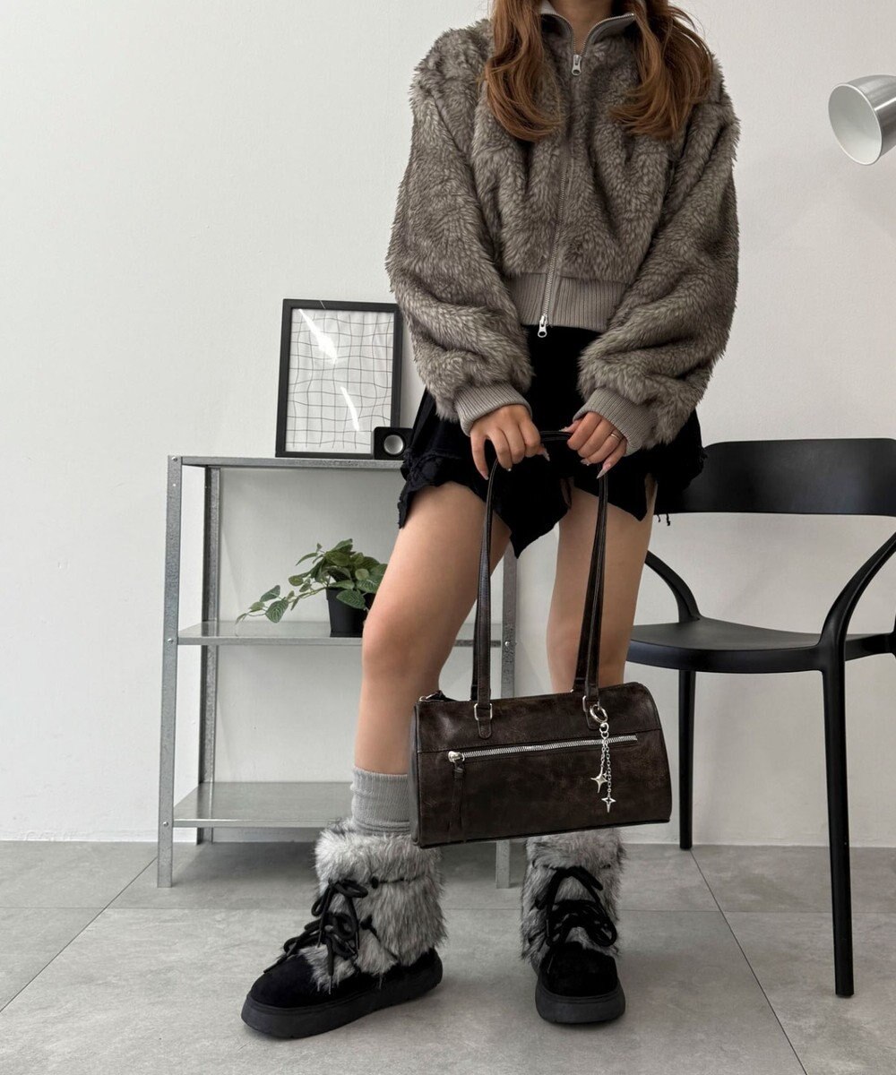 WEGO キラキラチャーム付きドラムボストンバッグ 