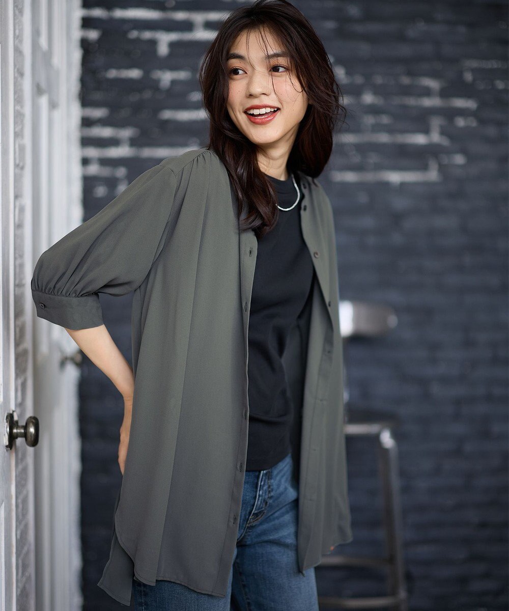 ANY L 【洗濯機可】バックプリーツシャツ 