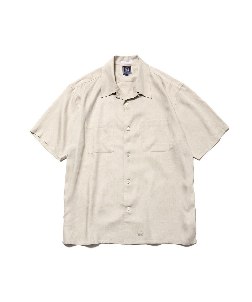 J.PRESS MEN 【J.PRESS ORIGINALS】Rayon Linen Oxford Open Half Sleeve Shirt / Baggy-Fit 