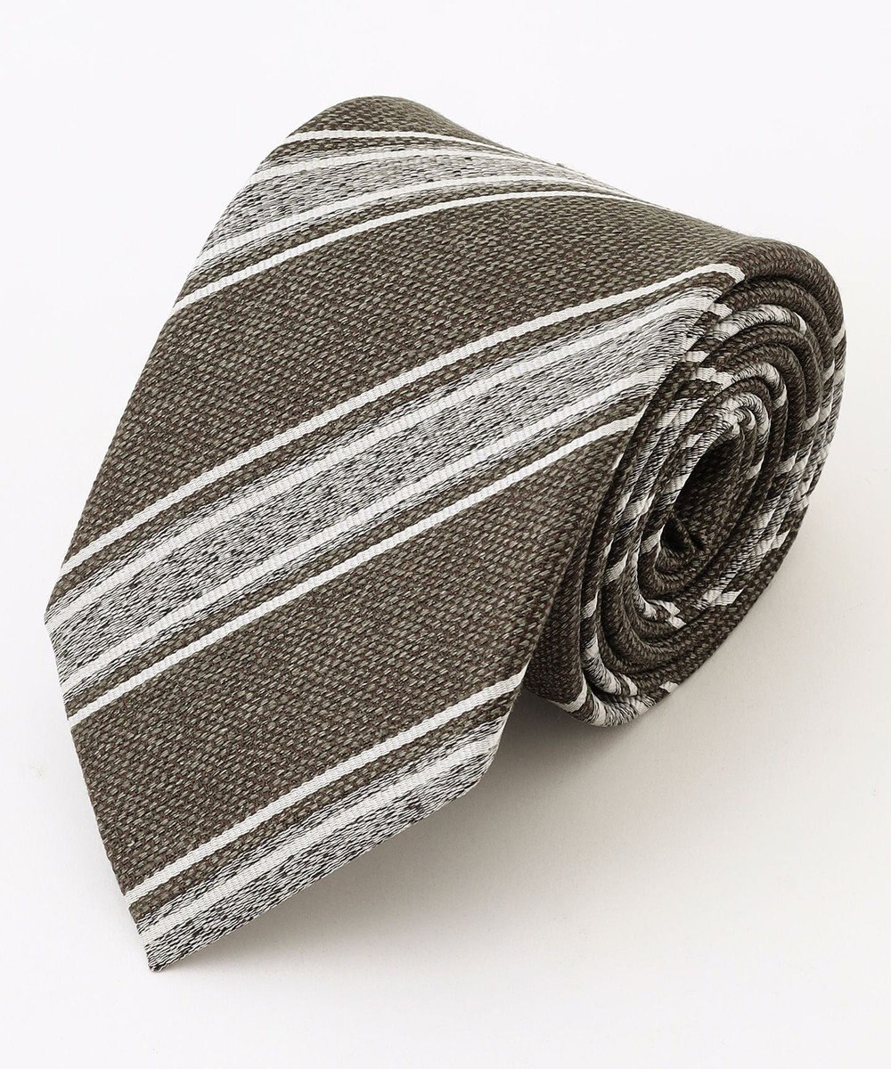 JOSEPH ABBOUD 【イタリア生地・日本製・麻×シルク】レジメンタル ネクタイ 