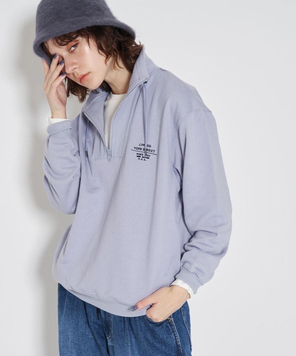 J.PRESS YORK STREET 【UNISEX】ロゴ刺繍ハーフジップ プルオーバー 