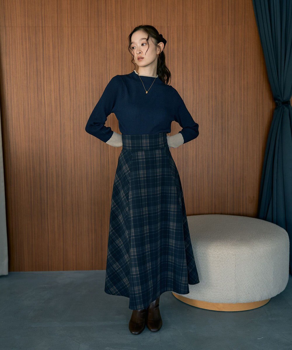 earth music&ecology バックレースアップチェックスカート 