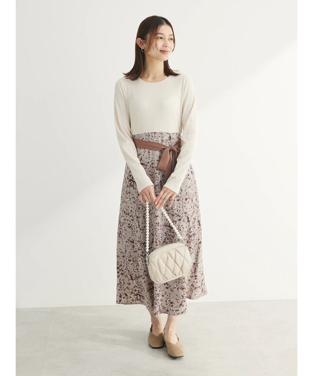 Green Parks ・ＥＬＥＮＣＡＲＥ　ＤＵＥ　リブ×フラワーキリカエワンピ 