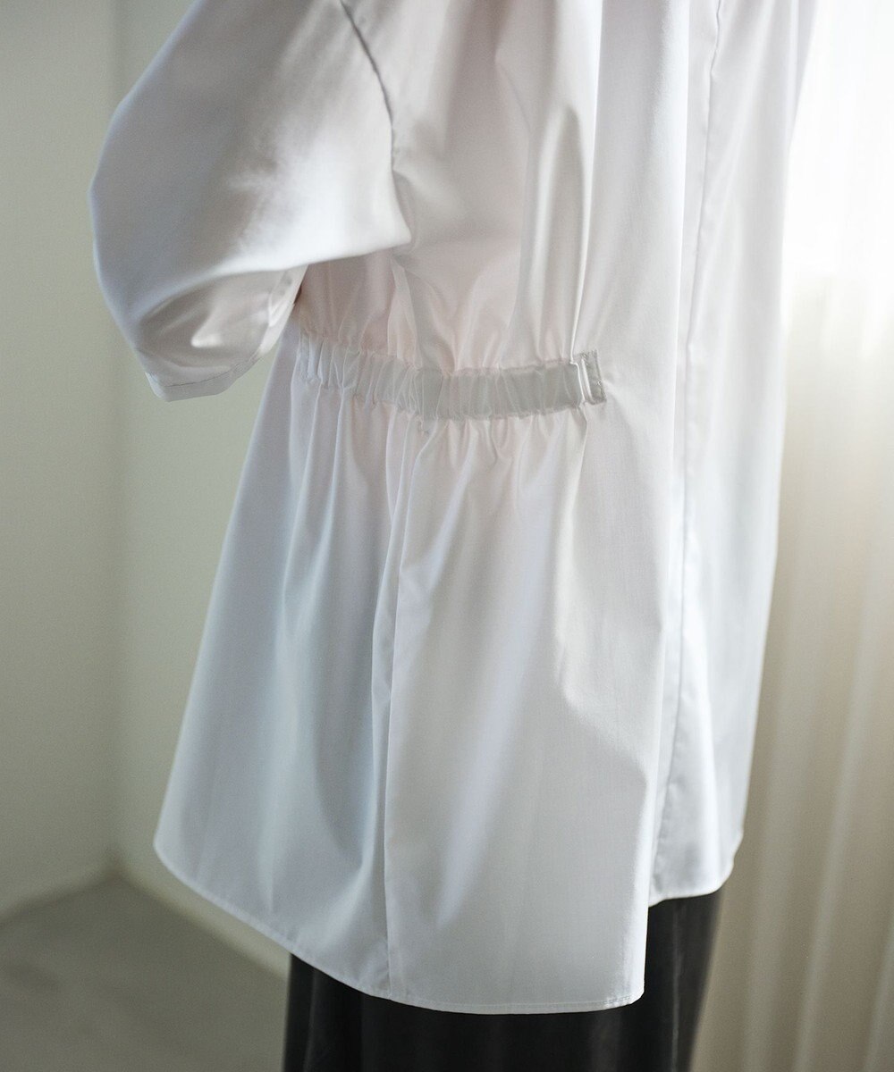 #Newans 【洗濯機可能/シワになりにくい】〈お腹・腰回りをカバー〉ピンタックデザインスクエアブラウス 