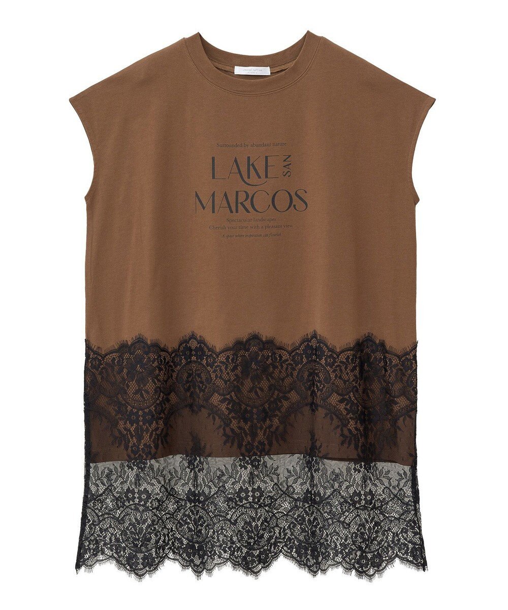 Green Parks フレンチスリーブ裾レースロゴチュニック 