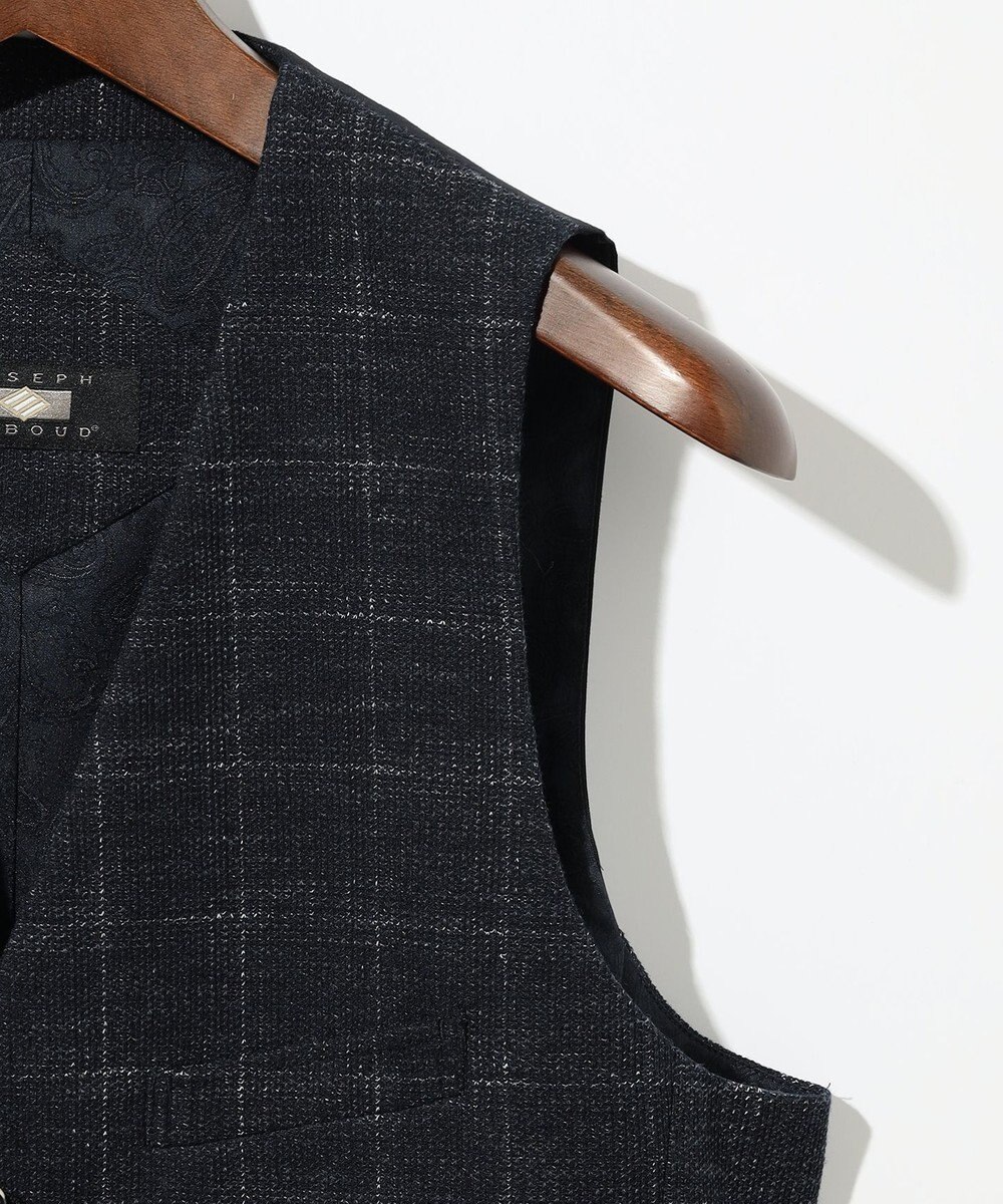 JOSEPH ABBOUD 【イタリア素材/軽量/ストレッチ】サマーツィードジャージーチェック プリント ベスト 