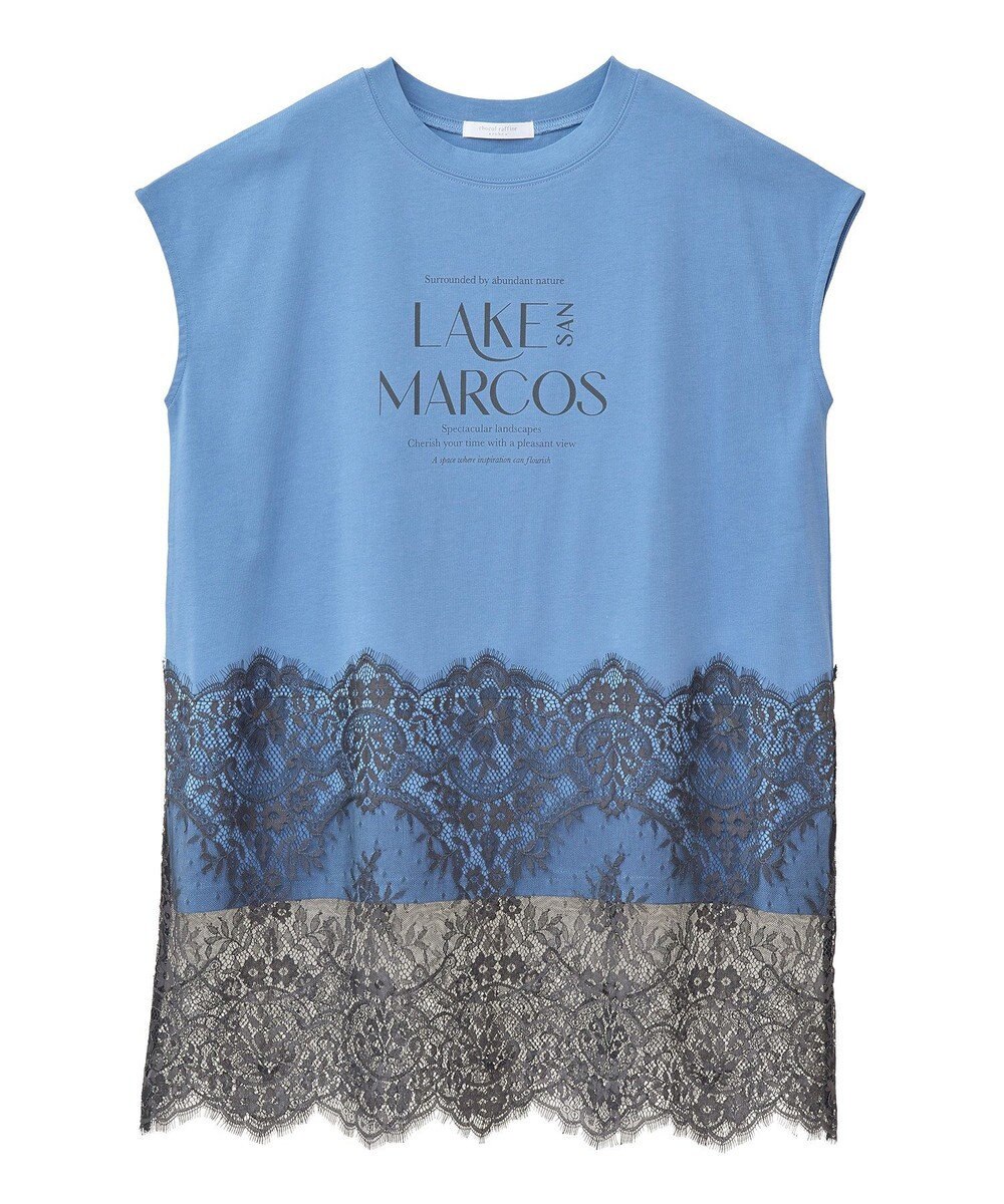 Green Parks フレンチスリーブ裾レースロゴチュニック 