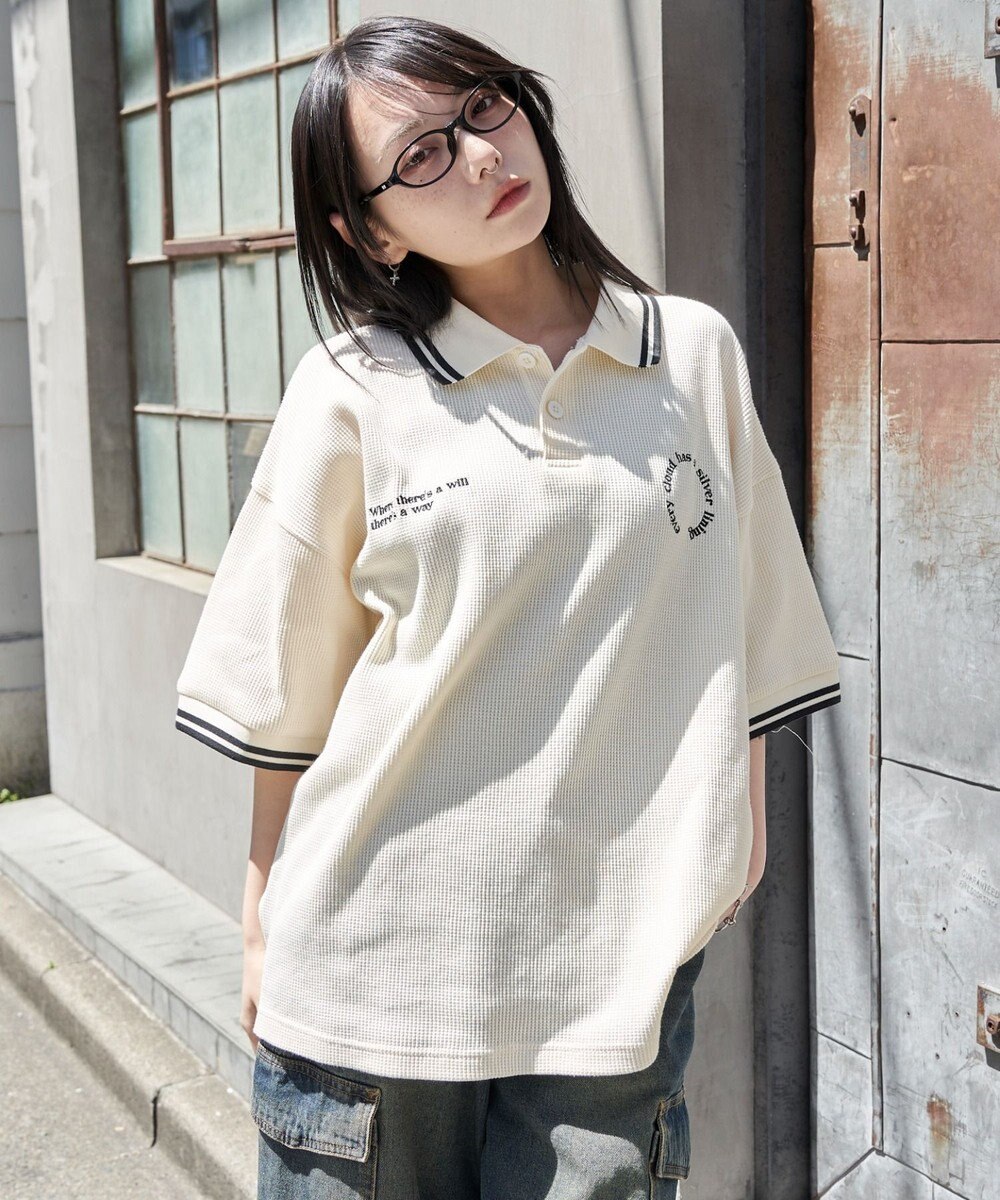 WEGO 【ユニセックス着用ITEM/MLサイズ展開】ワッフルラインポロ 