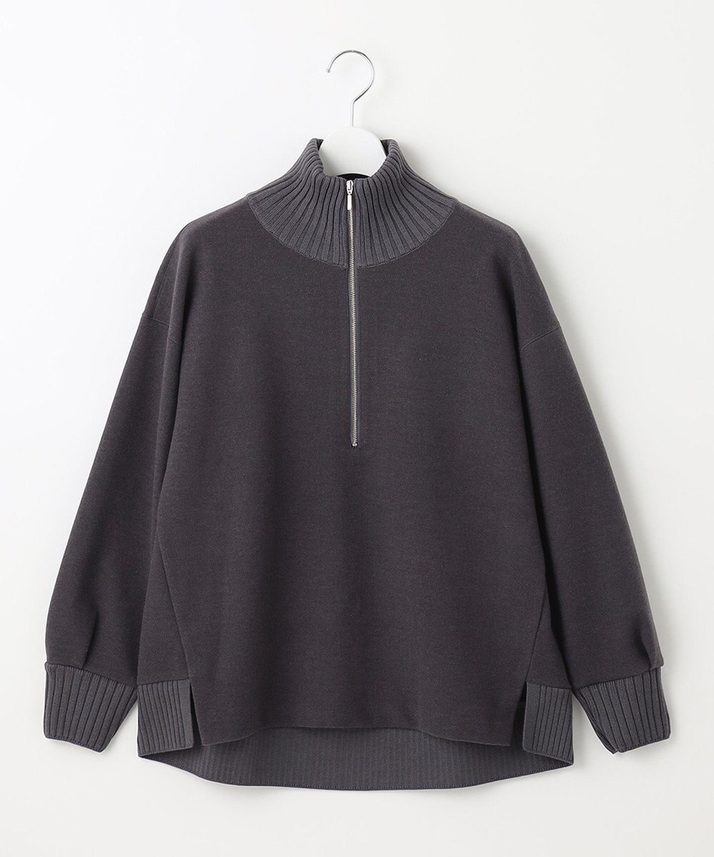 J.PRESS LADIES L ニードルパンチ ハーフジップ カットソー 