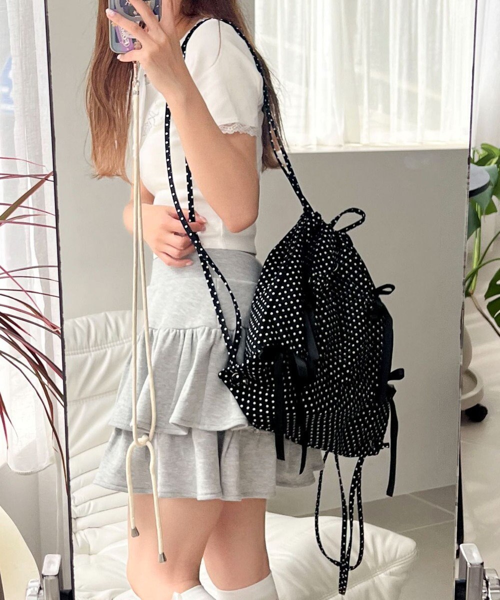 WEGO ドロストリボンギャザーナップサック 