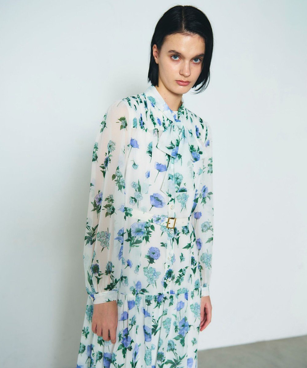 GRACE CONTINENTAL グラデフラワープリントワンピース 