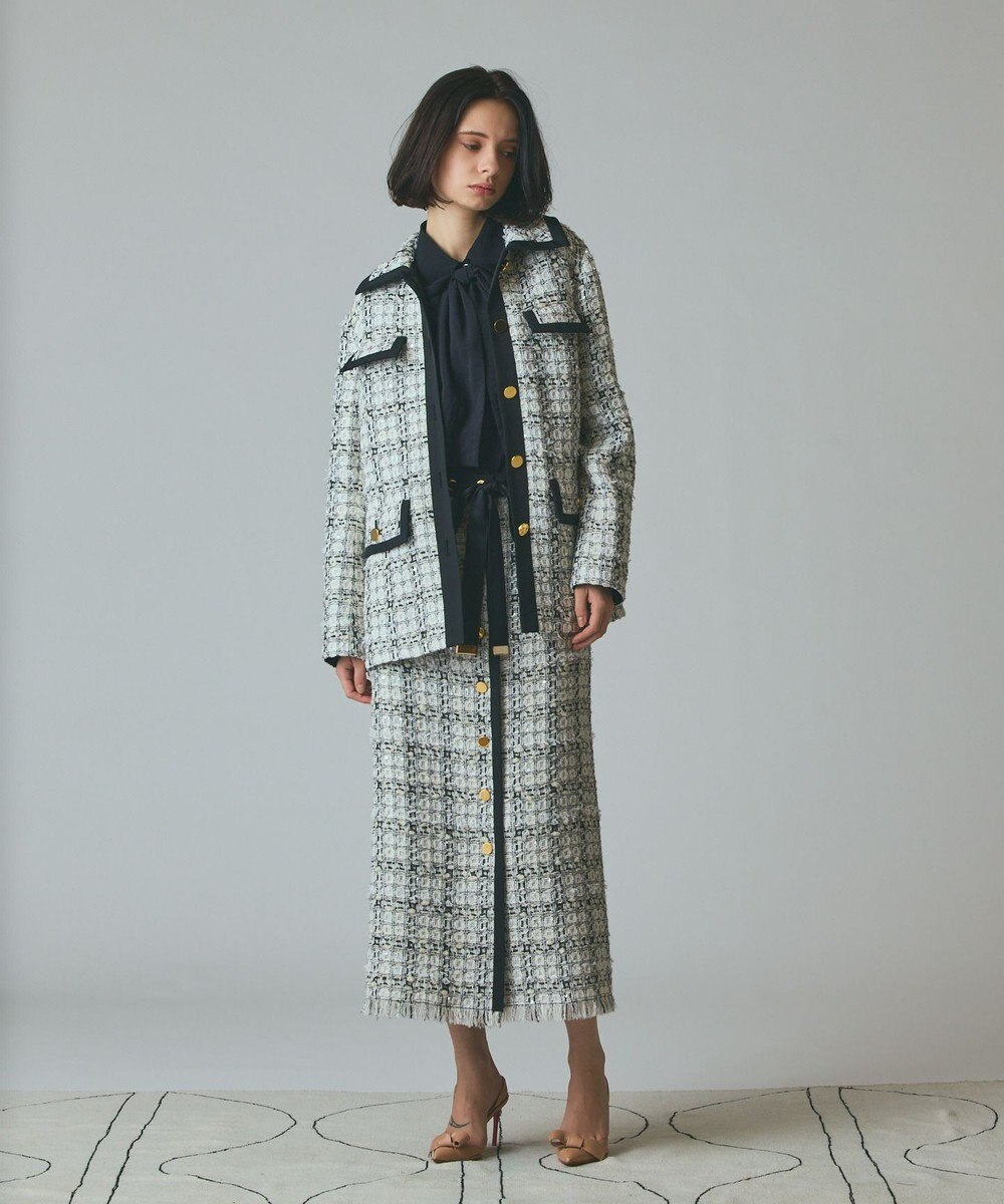 GRACE CONTINENTAL トリミングツイードショートコート 