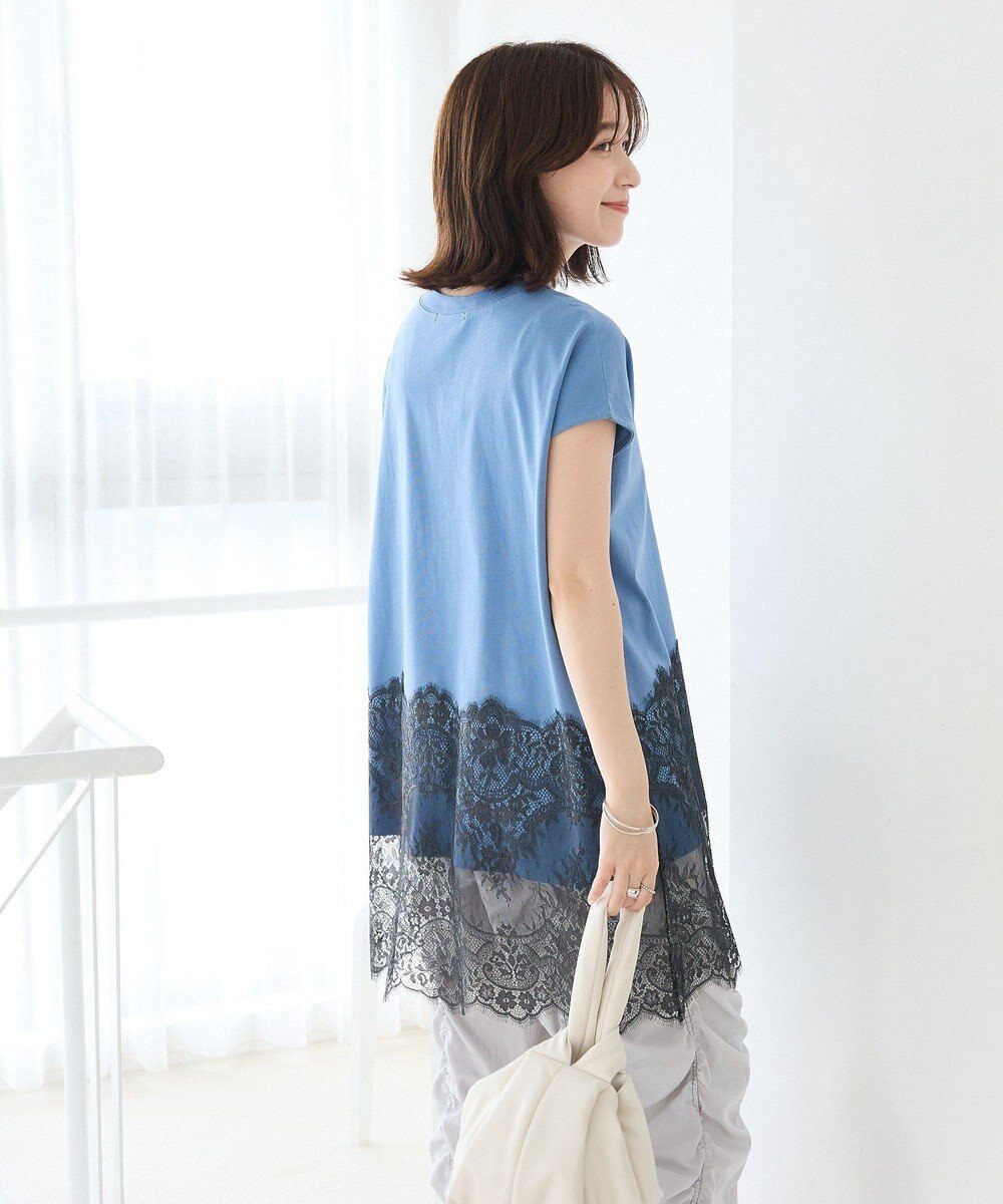 Green Parks フレンチスリーブ裾レースロゴチュニック 