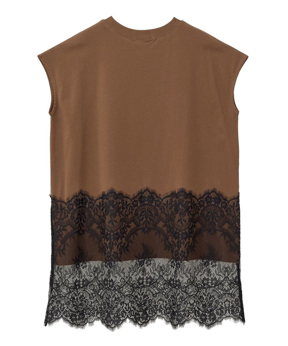 Green Parks フレンチスリーブ裾レースロゴチュニック 