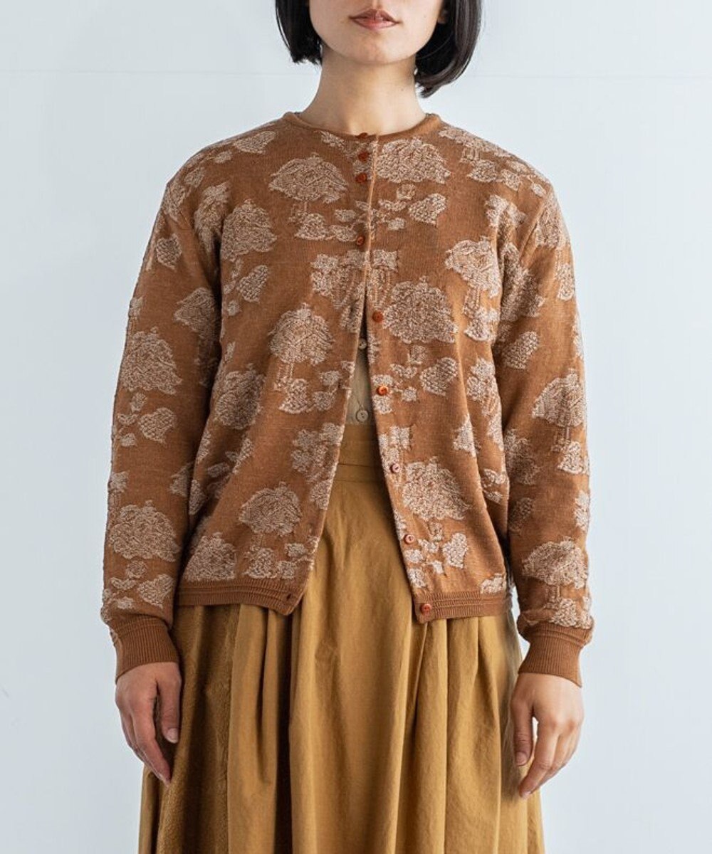muuc 〈高品質スーパー120S極細ウールニット〉フラワージャカードのミドルゲージカーディガン 