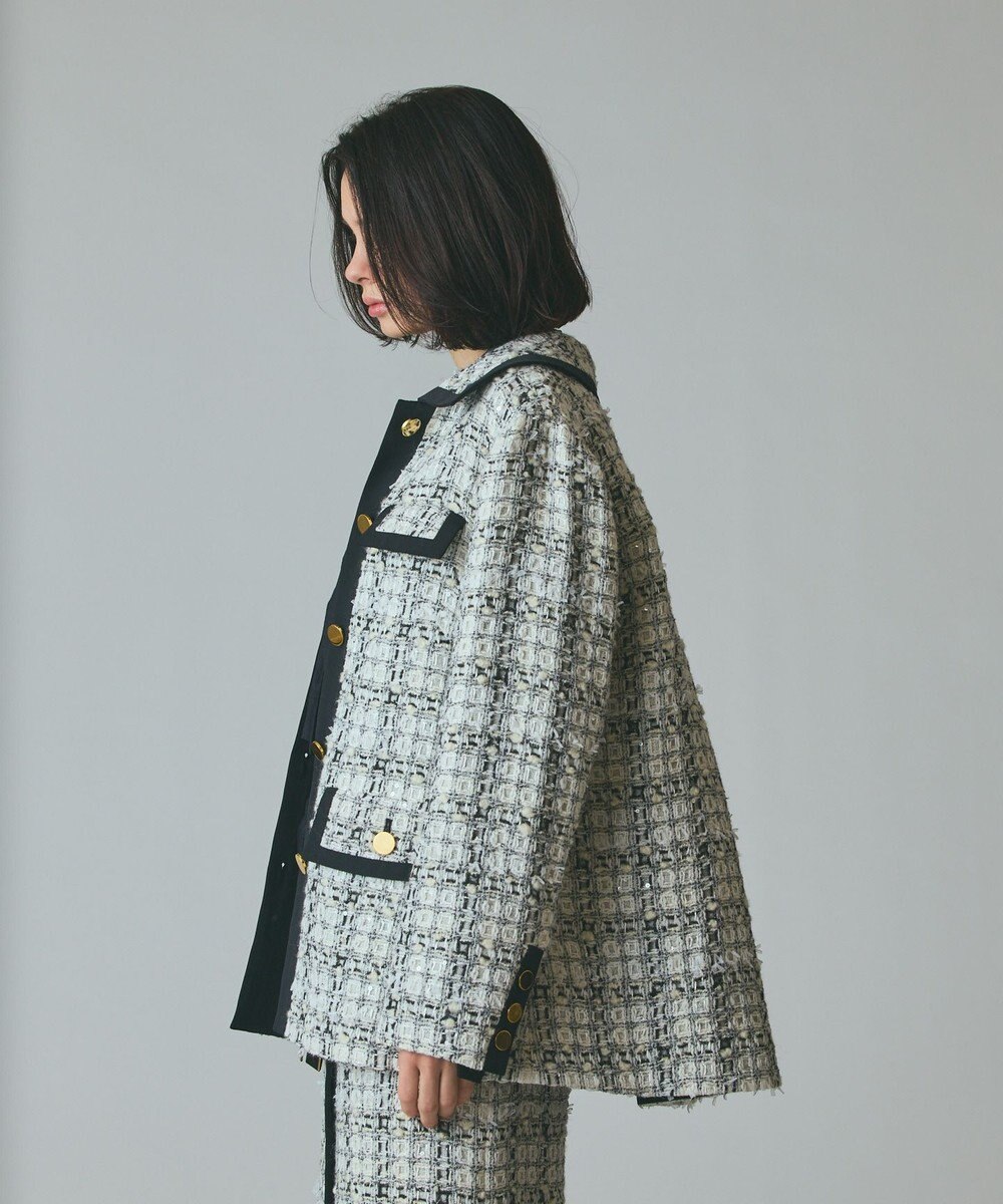 GRACE CONTINENTAL トリミングツイードショートコート 