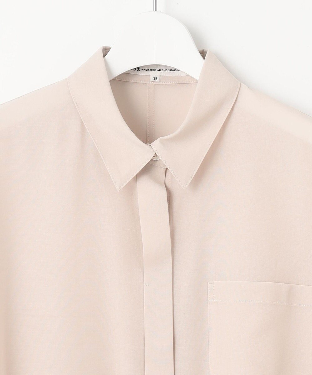 23区 L 【洗える】シアーマットクロス ロング シャツ 