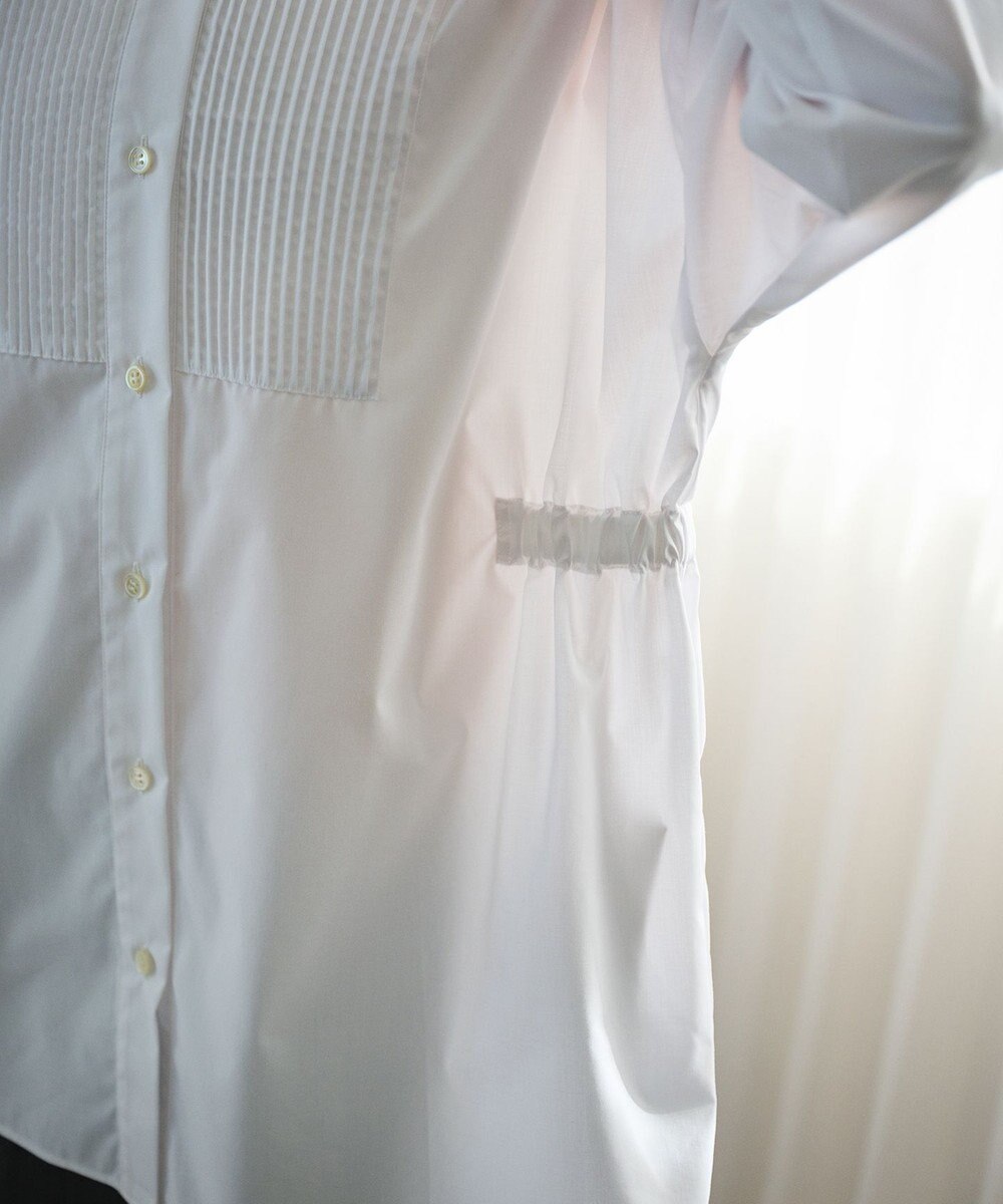 #Newans 【洗濯機可能/シワになりにくい】〈お腹・腰回りをカバー〉ピンタックデザインスクエアブラウス 