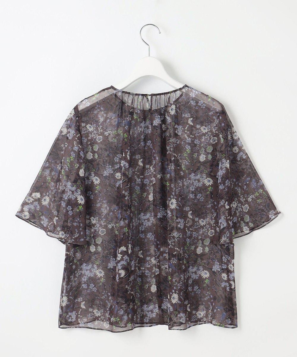 自由区 【セットアップ対応・洗える】ボタニカルフラワープリント ブラウス 