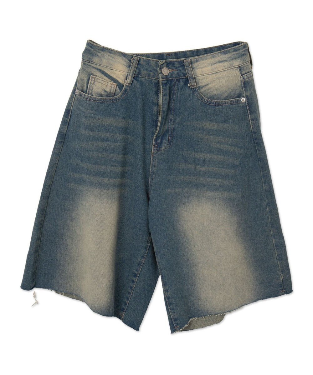 WEGO ウオッシュドデニムハーフパンツ 