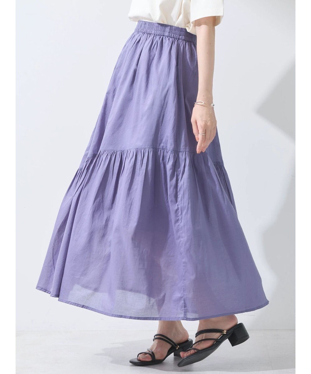 earth music&ecology コットンボイルランダム切替フレアスカート 