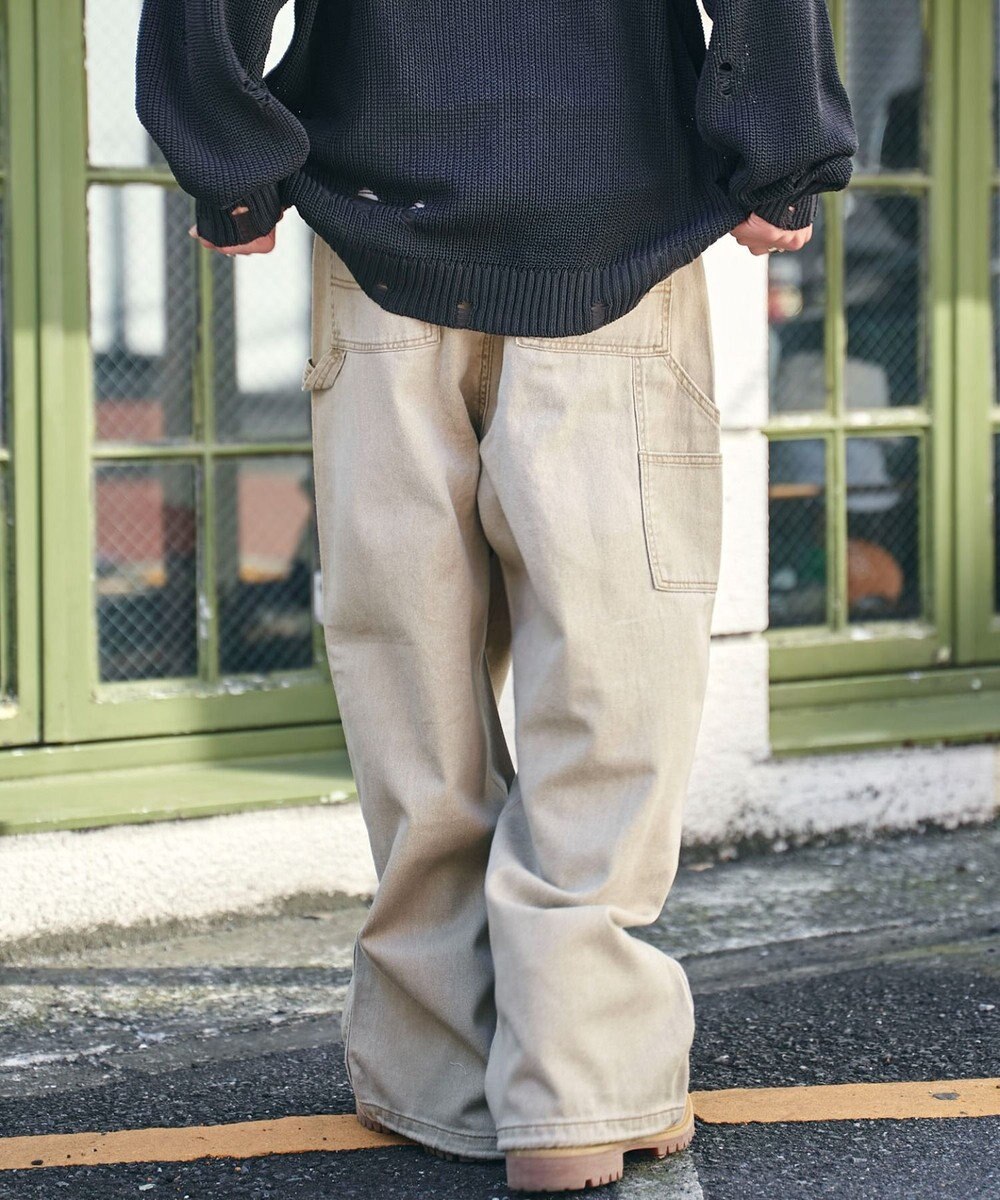 WEGO ダブルニーダメージデニムパンツ 