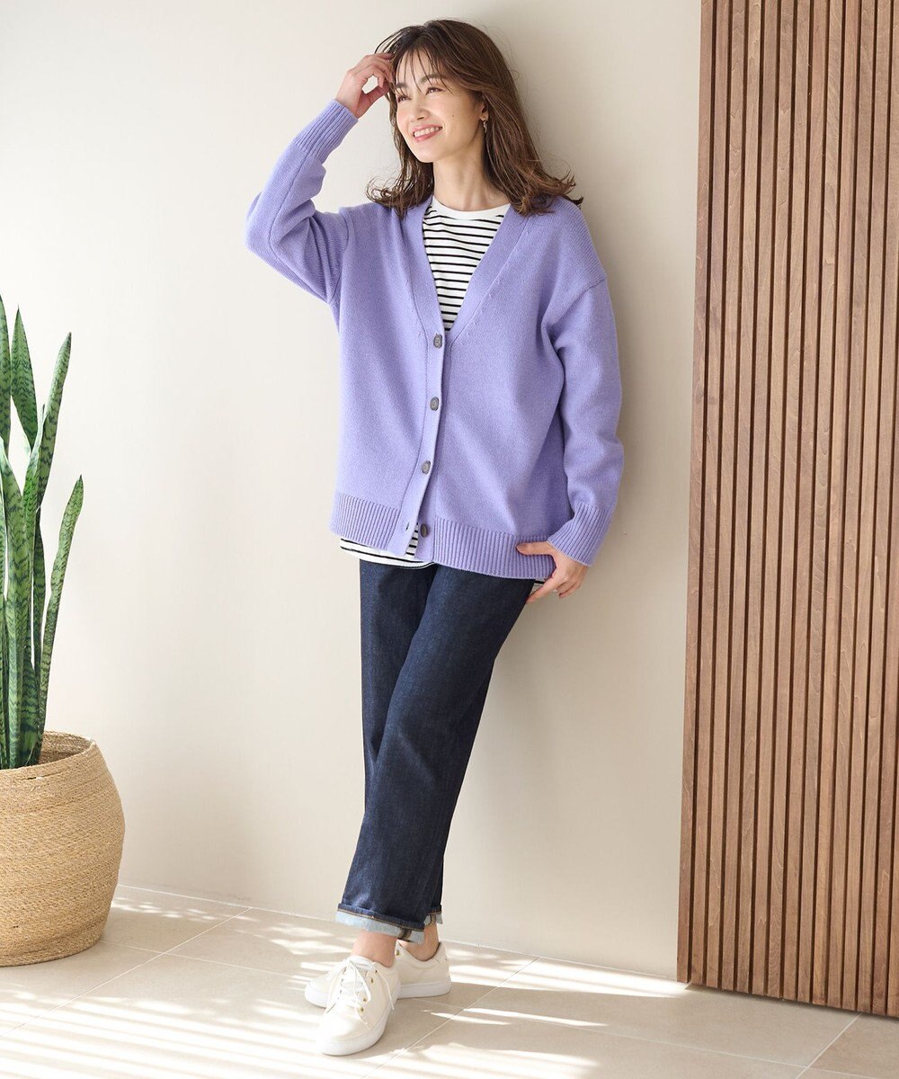 ANY 【洗濯機可】ラムウールVネック カーディガン 