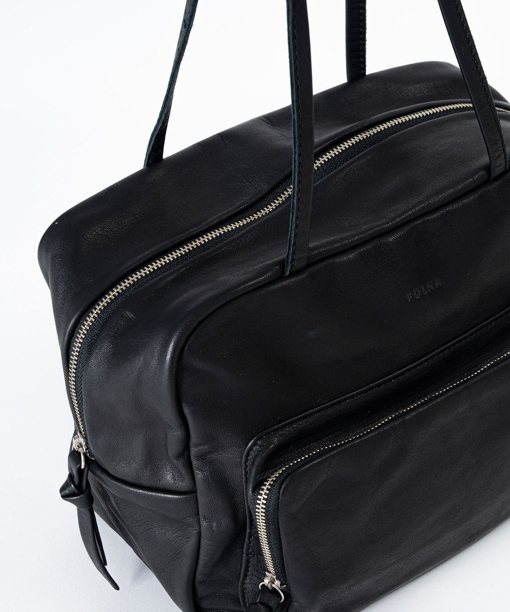 FOLNA RD ソフトレザーフロントポケットボストンバッグ 