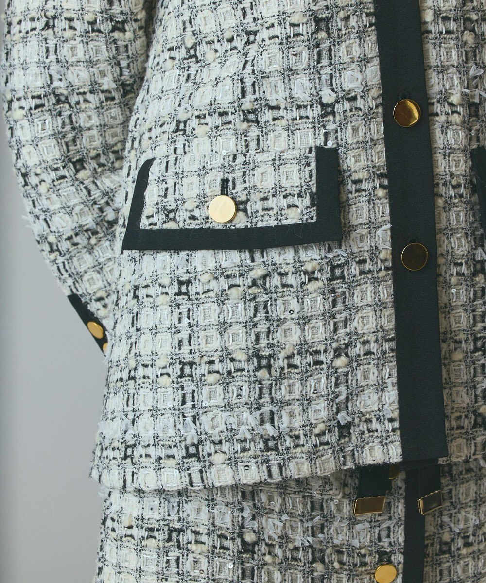 GRACE CONTINENTAL トリミングツイードショートコート 