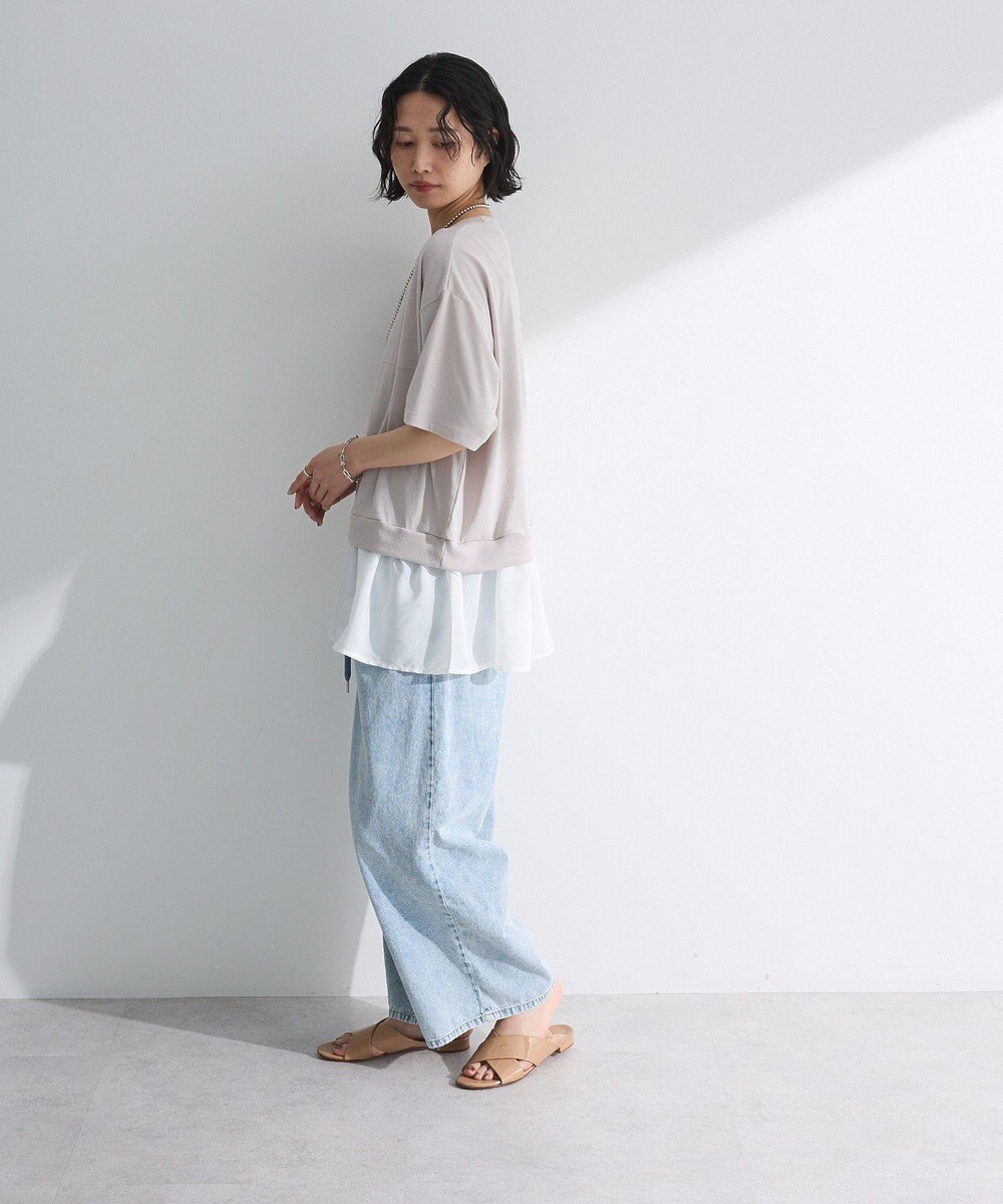 Green Parks 裾フリルドッキング５分袖プルオーバー 