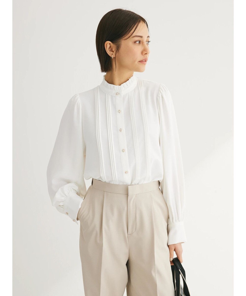 Green Parks ・ＥＬＥＮＣＡＲＥ　ＤＵＥ　ピンタックスタンドブラウス 