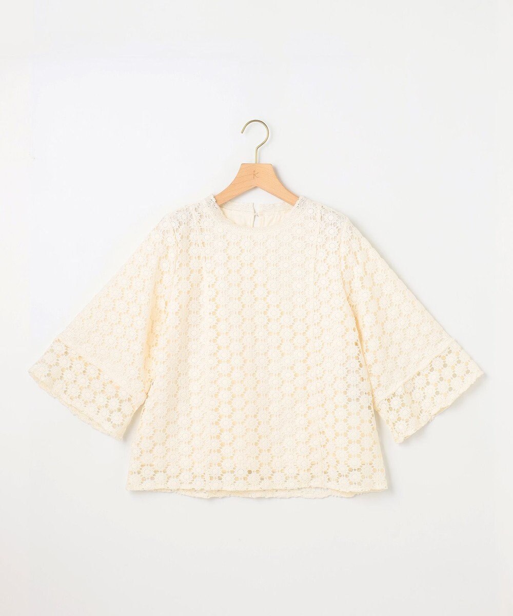 組曲 S 【WEB限定】フラワーレース袖フレア ブラウス 