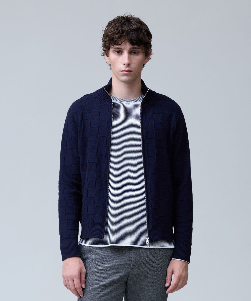 J.PRESS MEN 温かさと軽さの快適素材【ストレッチ / イージーケア】【FLEX YARN】リンクスフルジップ  ニットカーディガン 