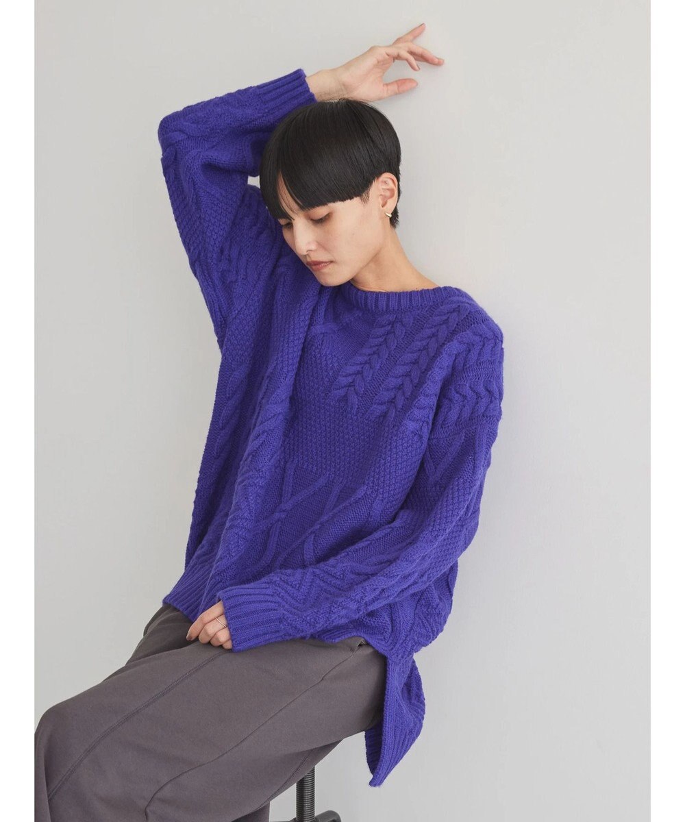 AMERICAN HOLIC パッチワークケーブルニットプルオーバー 