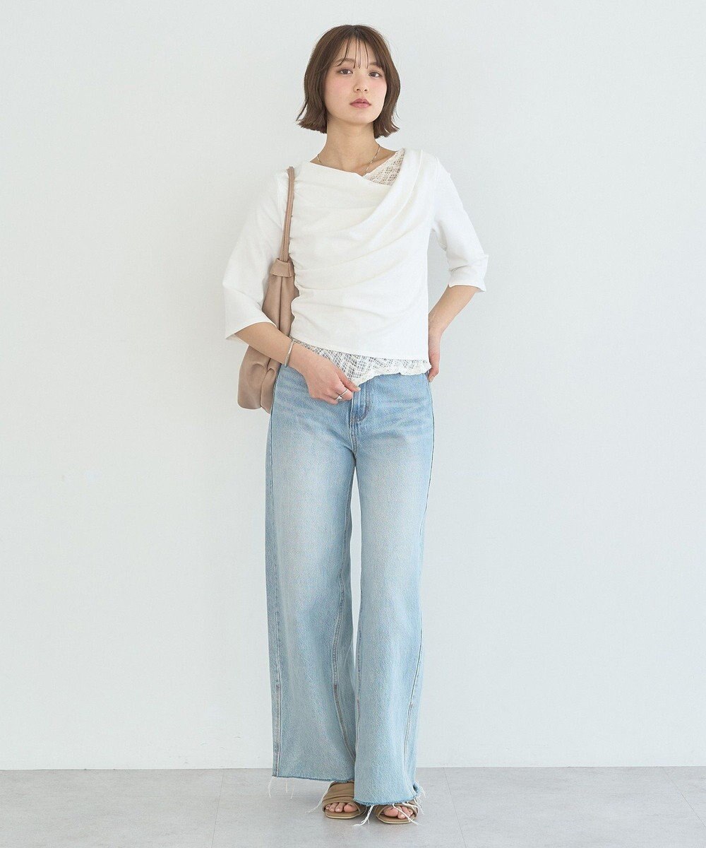 earth music&ecology レースレイヤードドレーププルオーバー 