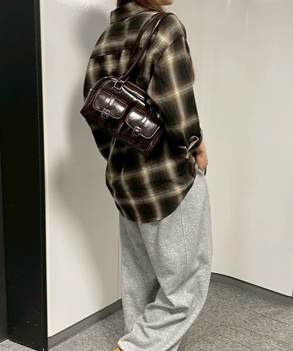 WEGO ベルト2ポケットデザインボストンバッグ 