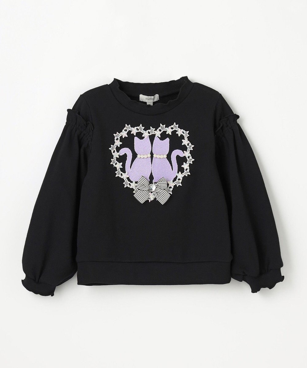 ANY KIDS ネコシルエット裏毛トレーナー 