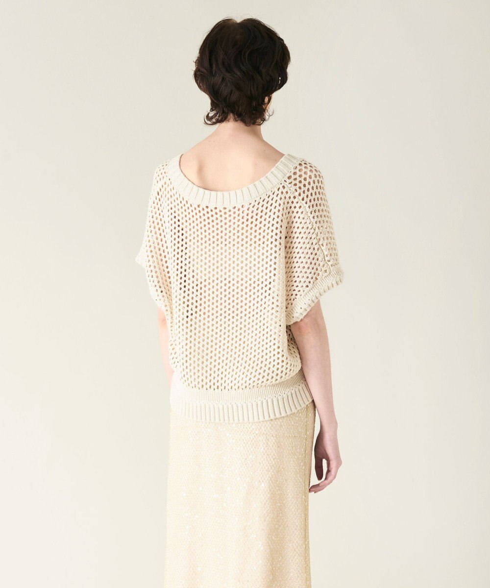 GRACE CONTINENTAL メッシュVネックニットトップ 