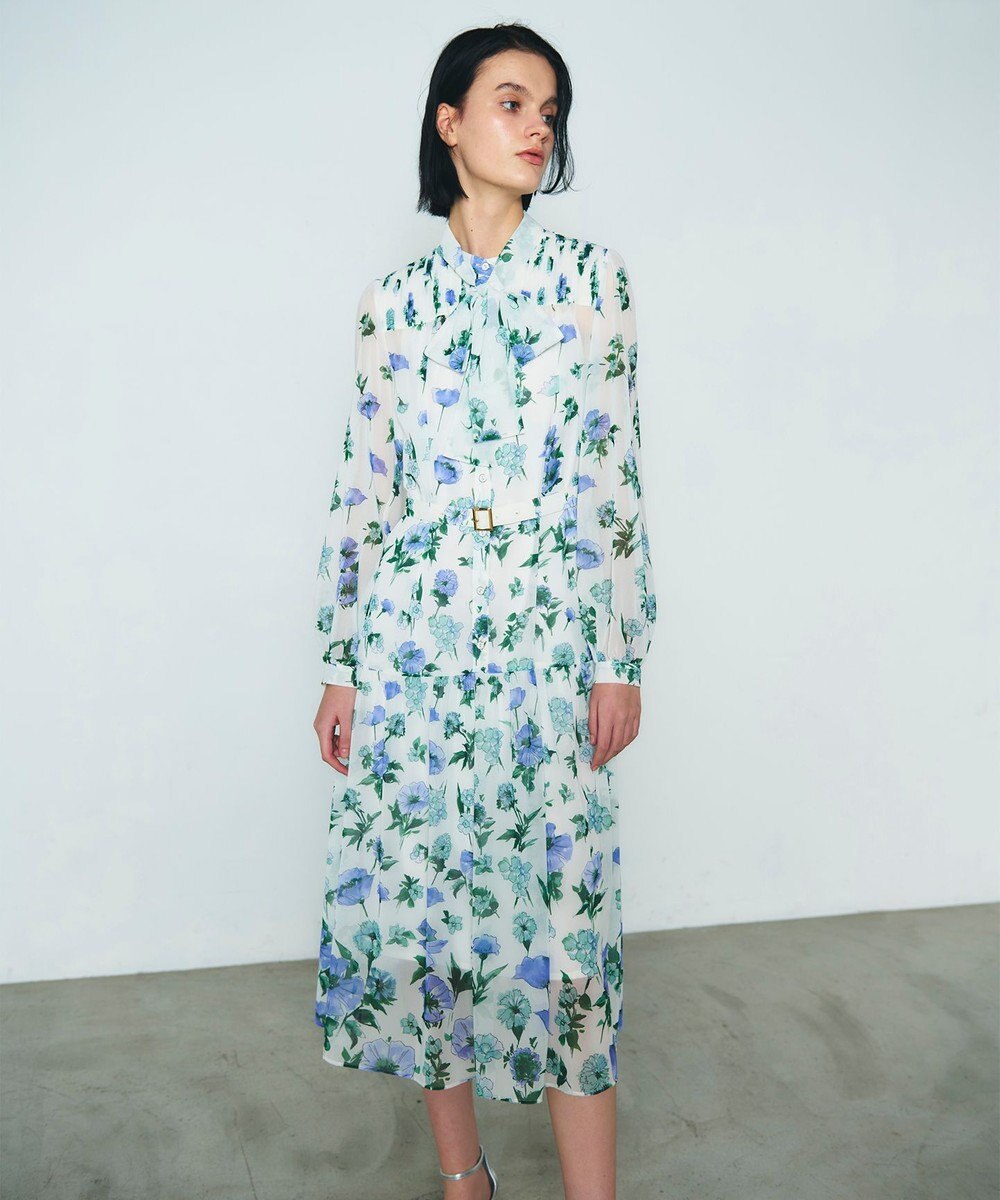 GRACE CONTINENTAL グラデフラワープリントワンピース 