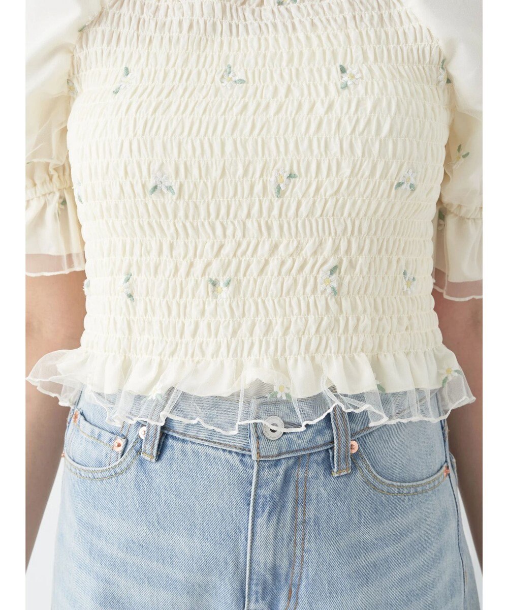 earth music&ecology フラワー刺繍ブラウス 