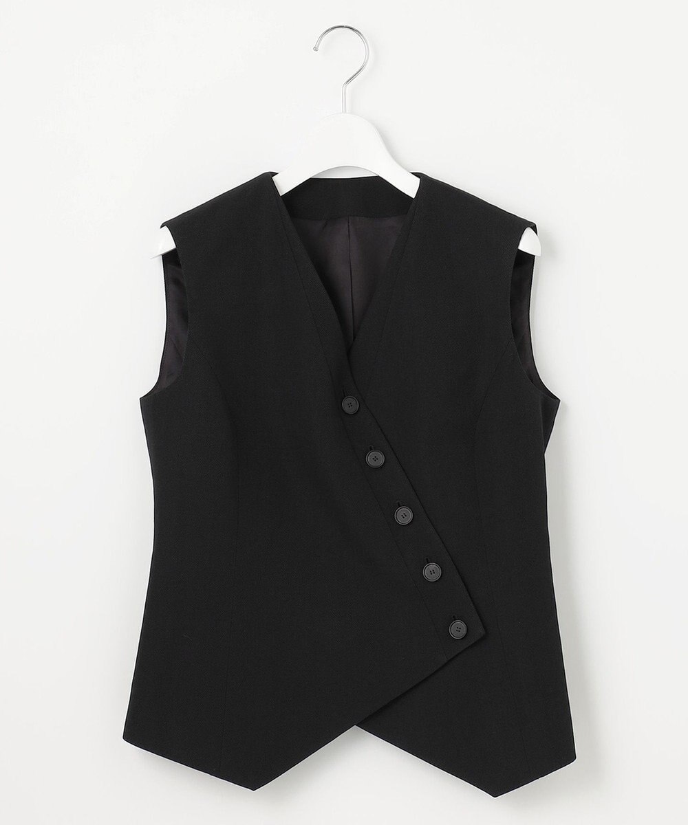 23区 【エステータ】ウールリネン アシンメトリーボタン ベスト 