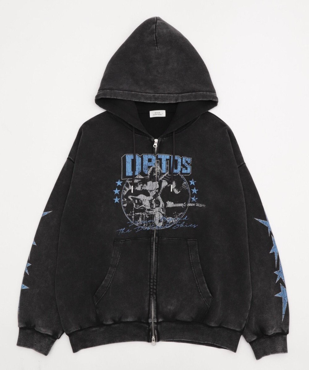 WEGO 【ユニセックス着用ITEM/MLサイズ展開】パウダーブリーチグラフィックZIPパーカー 