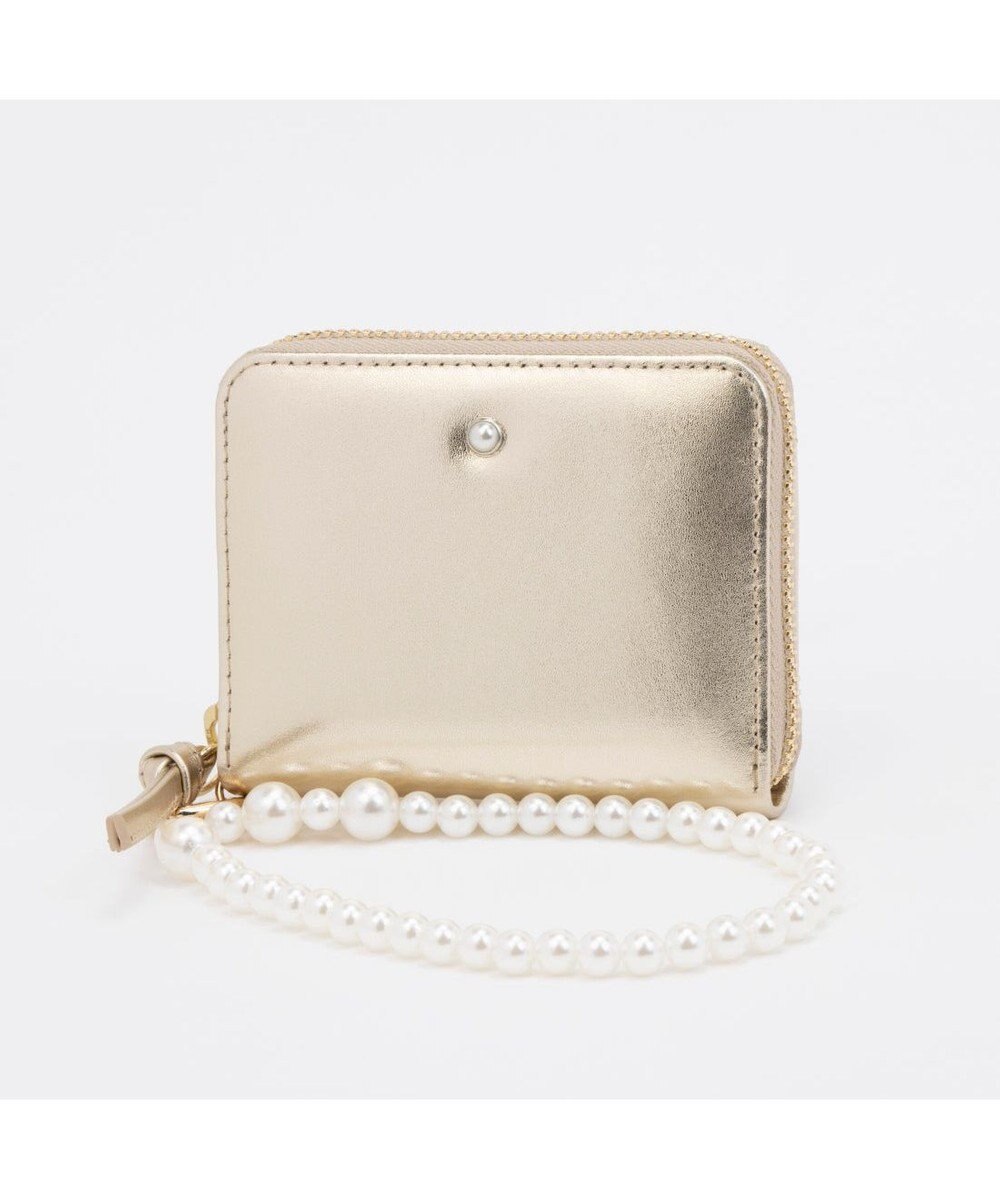 UNBILLION ペルケ perche / パール調ストラップ・ジャバラカードウォレット 