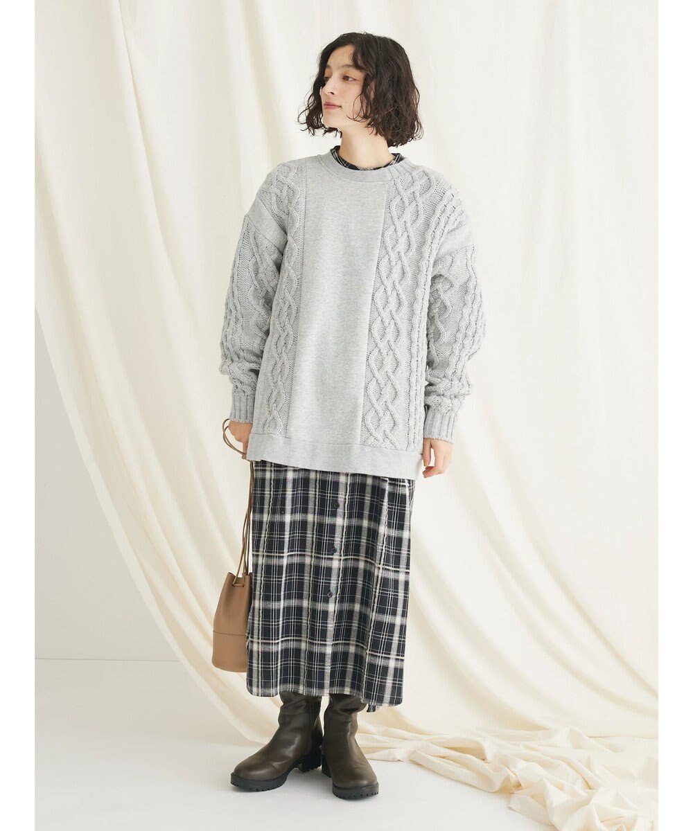 CRAFT STANDARD BOUTIQUE ケーブルニット切り替え裏起毛スウェット 