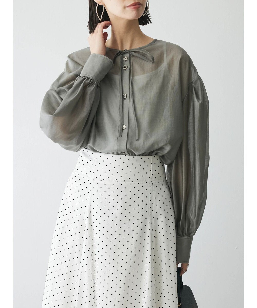 Green Parks AnriettMusee シアーボリュームスリーブブラウス 