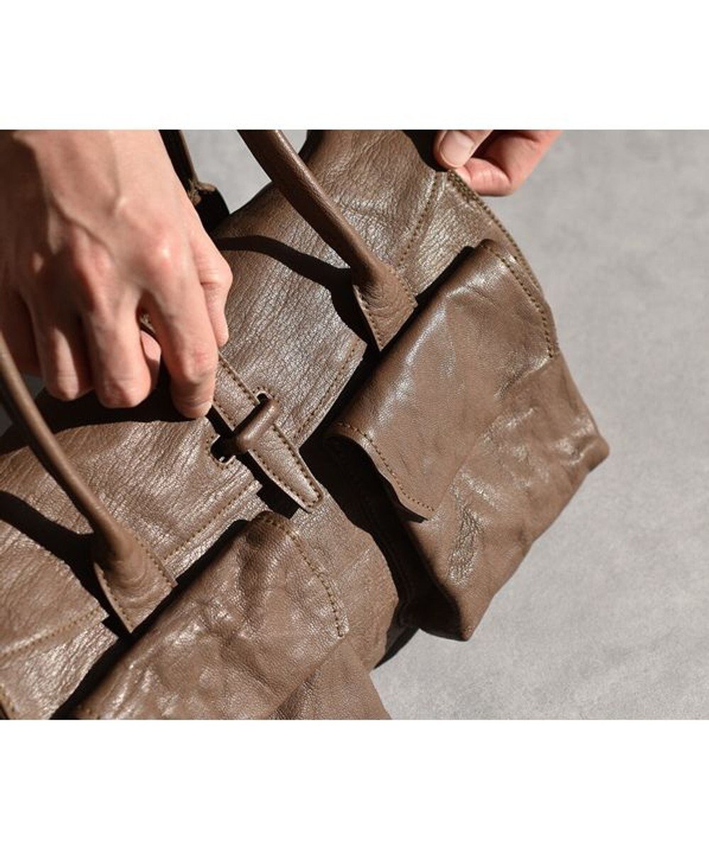 genten ゴートシュリンク かぶせ付トートバッグ 