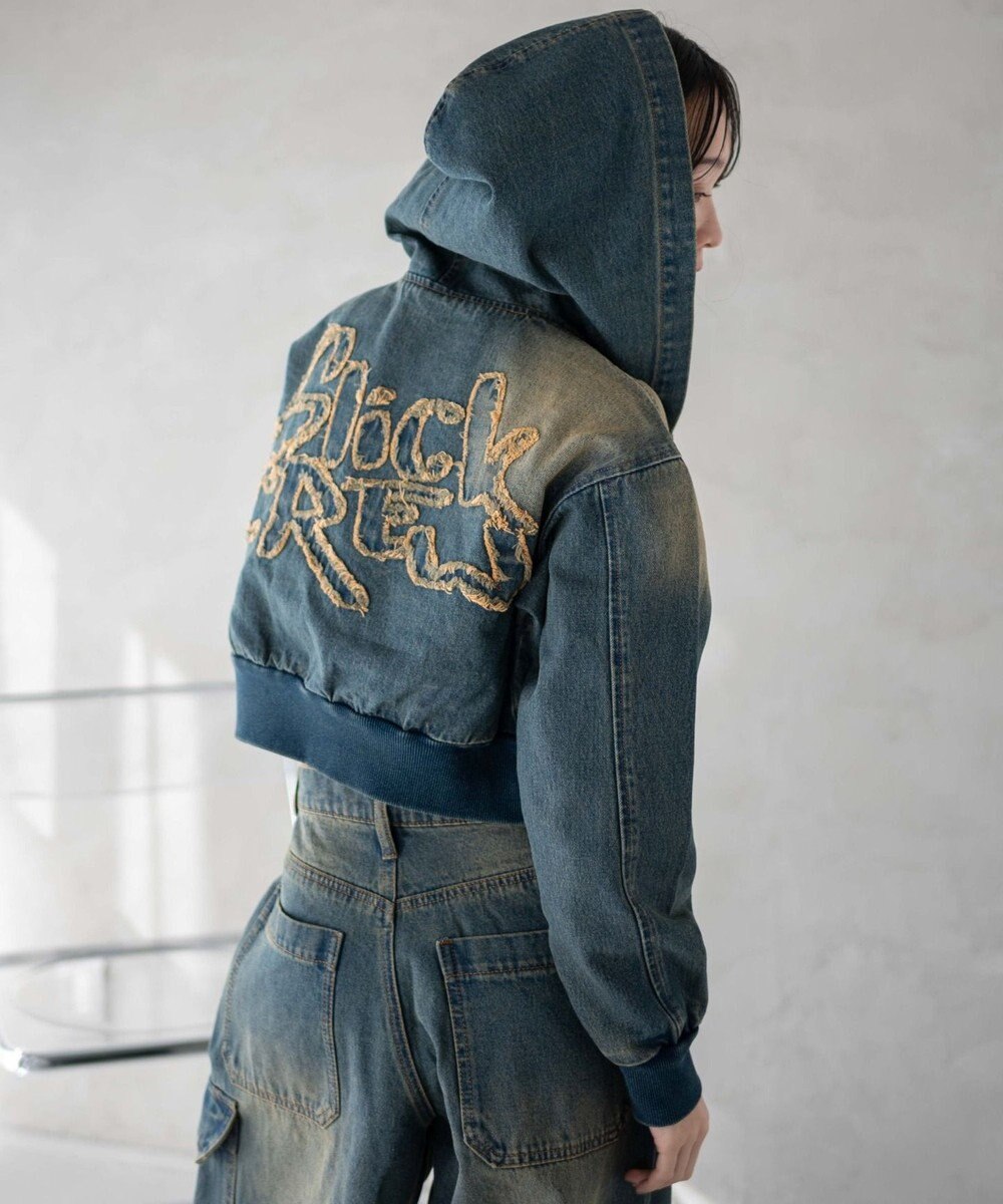 WEGO ヴィンテージウォッシュショートフードブルゾン 