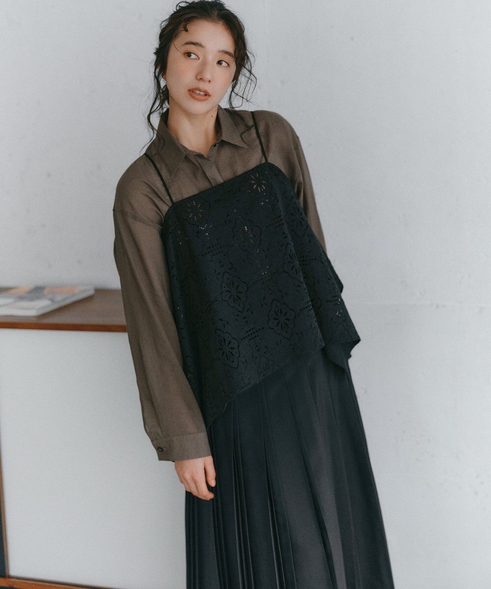 23区 【見上愛さん着用】ナイロンコットンシアーボイル ドロストシャツ 